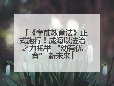 《学前教育法》正式施行！威海以法治之力托举 “幼有优育” 新未来