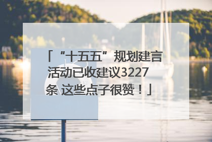 “十五五”规划建言活动已收建议3227条 这些点子很赞！