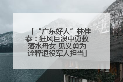 “广东好人”林佳泰：狂风巨浪中勇救落水母女 见义勇为诠释退役军人担当
