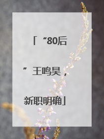 “80后”王鸣昊，新职明确