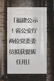 福建公示！省公安厅两位党委委员拟获提拔任用