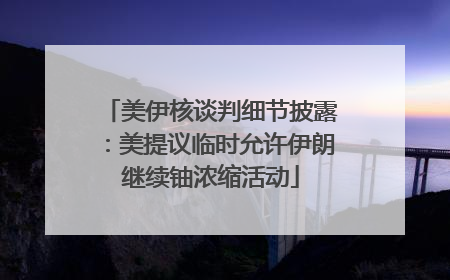 美伊核谈判细节披露：美提议临时允许伊朗继续铀浓缩活动