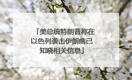 美总统特朗普称在以色列袭击伊朗前已知晓相关信息