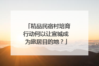 精品民宿村培育行动何以让宣城成为旅居目的地？