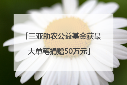 三亚助农公益基金获最大单笔捐赠50万元