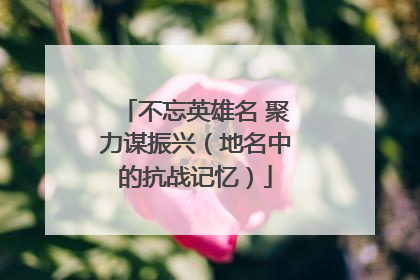 不忘英雄名 聚力谋振兴（地名中的抗战记忆）
