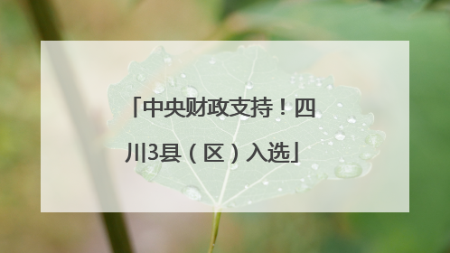 中央财政支持！四川3县（区）入选