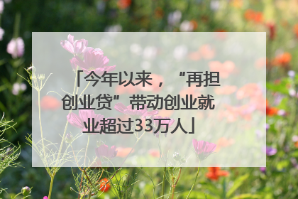 今年以来，“再担创业贷”带动创业就业超过33万人