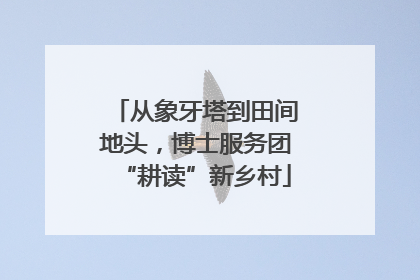 从象牙塔到田间地头，博士服务团“耕读”新乡村