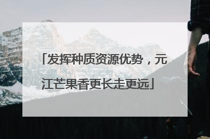 发挥种质资源优势，元江芒果香更长走更远