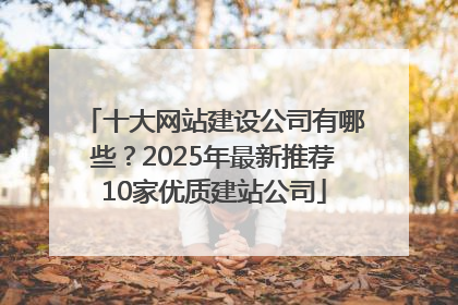 十大网站建设公司有哪些？2025年最新推荐10家优质建站公司