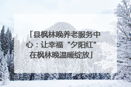 县枫林晚养老服务中心：让幸福“夕阳红”在枫林晚温暖绽放