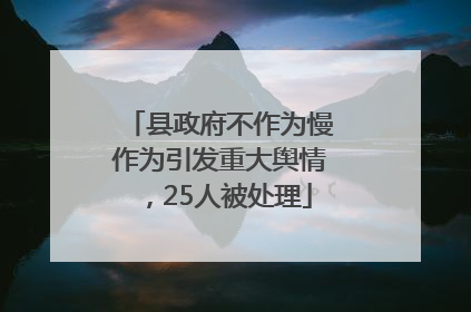 县政府不作为慢作为引发重大舆情，25人被处理