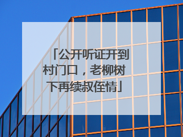 公开听证开到村门口，老柳树下再续叔侄情