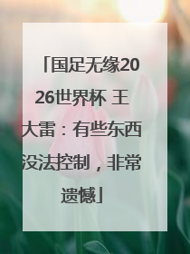 国足无缘2026世界杯 王大雷：有些东西没法控制，非常遗憾