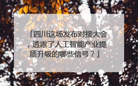 四川这场发布对接大会，透露了人工智能产业提质升级的哪些信号？