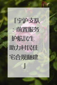 宁沪支队：前置服务护航民生 助力村民住宅合规翻建