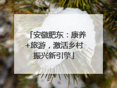 安徽肥东：康养+旅游，激活乡村振兴新引擎