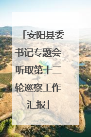安阳县委书记专题会听取第十二轮巡察工作汇报