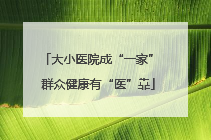 大小医院成“一家” 群众健康有“医”靠