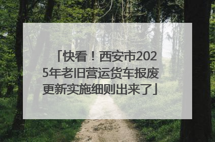 快看！西安市2025年老旧营运货车报废更新实施细则出来了
