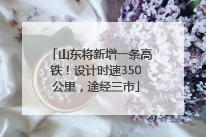 山东将新增一条高铁！设计时速350公里，途经三市