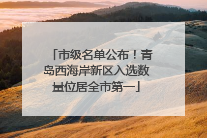 市级名单公布！青岛西海岸新区入选数量位居全市第一