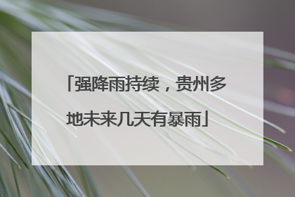 强降雨持续，贵州多地未来几天有暴雨