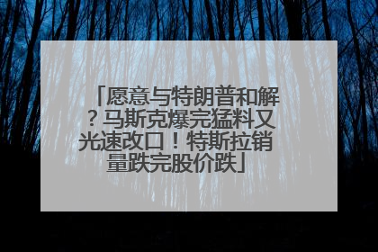 愿意与特朗普和解？马斯克爆完猛料又光速改口！特斯拉销量跌完股价跌