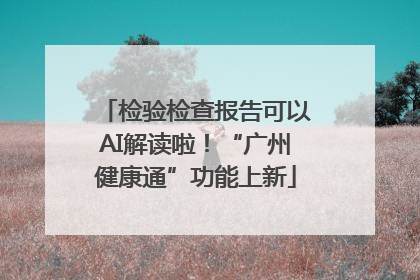 检验检查报告可以AI解读啦！“广州健康通”功能上新