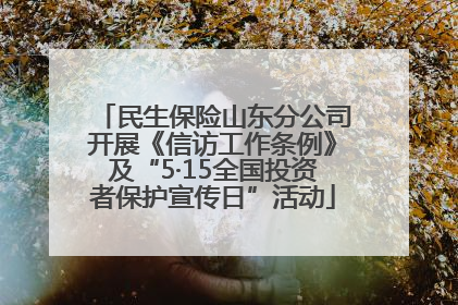 民生保险山东分公司开展《信访工作条例》及“5·15全国投资者保护宣传日”活动