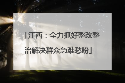 江西：全力抓好整改整治解决群众急难愁盼