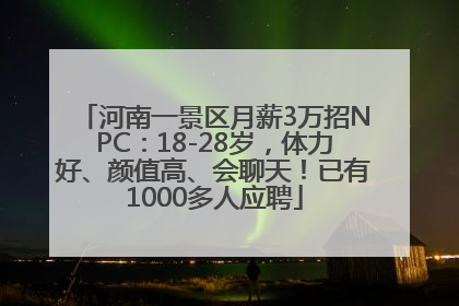 河南一景区月薪3万招NPC：18-28岁，体力好、颜值高、会聊天！已有1000多人应聘