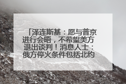 泽连斯基：愿与普京进行会晤，不希望美方退出谈判！消息人士：俄方停火条件包括北约“书面”保证不东扩