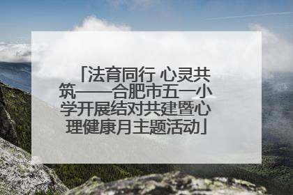 法育同行 心灵共筑——合肥市五一小学开展结对共建暨心理健康月主题活动
