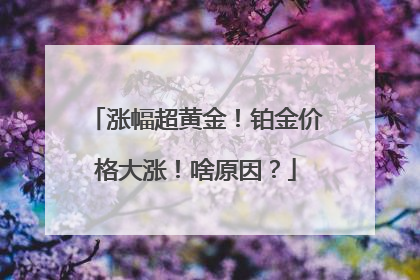 涨幅超黄金！铂金价格大涨！啥原因？