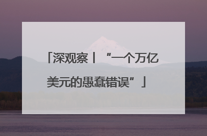 深观察丨“一个万亿美元的愚蠢错误”