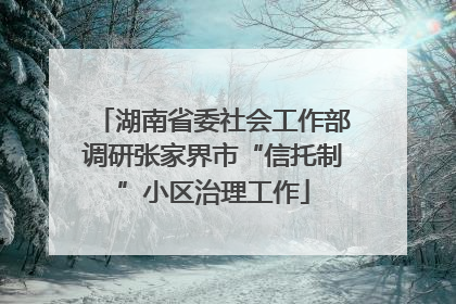 湖南省委社会工作部调研张家界市“信托制”小区治理工作