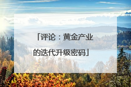 评论：黄金产业的迭代升级密码