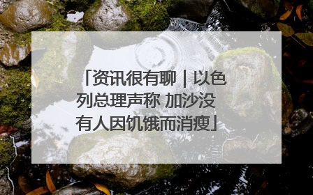 资讯很有聊｜以色列总理声称 加沙没有人因饥饿而消瘦