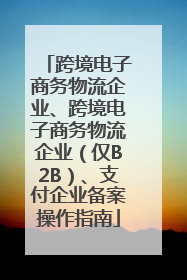 跨境电子商务物流企业、跨境电子商务物流企业（仅B2B）、支付企业备案操作指南