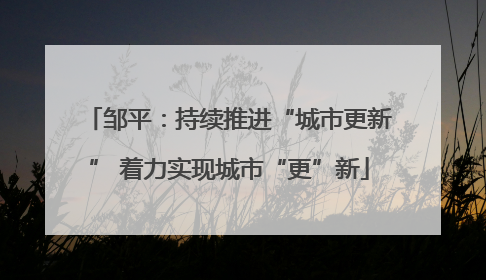 邹平：持续推进“城市更新” 着力实现城市“更”新