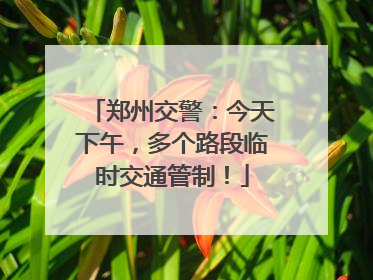 郑州交警：今天下午，多个路段临时交通管制！