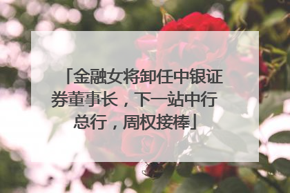 金融女将卸任中银证券董事长，下一站中行总行，周权接棒