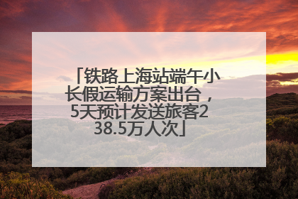 铁路上海站端午小长假运输方案出台，5天预计发送旅客238.5万人次
