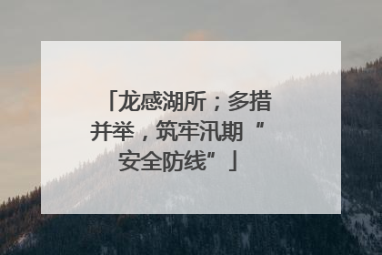 龙感湖所；多措并举，筑牢汛期“安全防线”