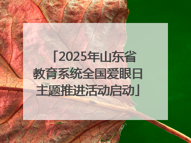 2025年山东省教育系统全国爱眼日主题推进活动启动